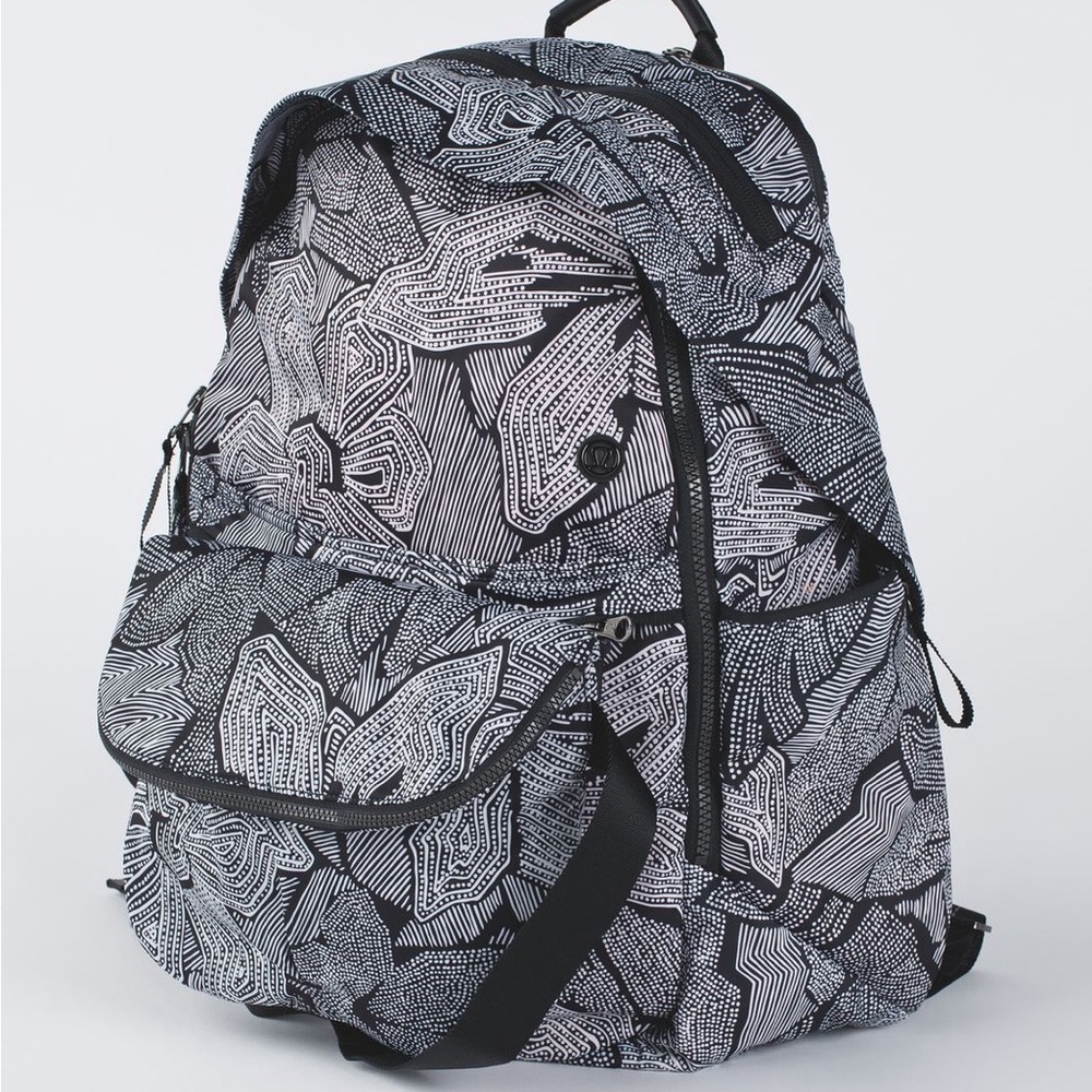 Lululemon All Day Backpack Crossover Purse Bag Dottie Tribe White Black - Picture 9 of 12
